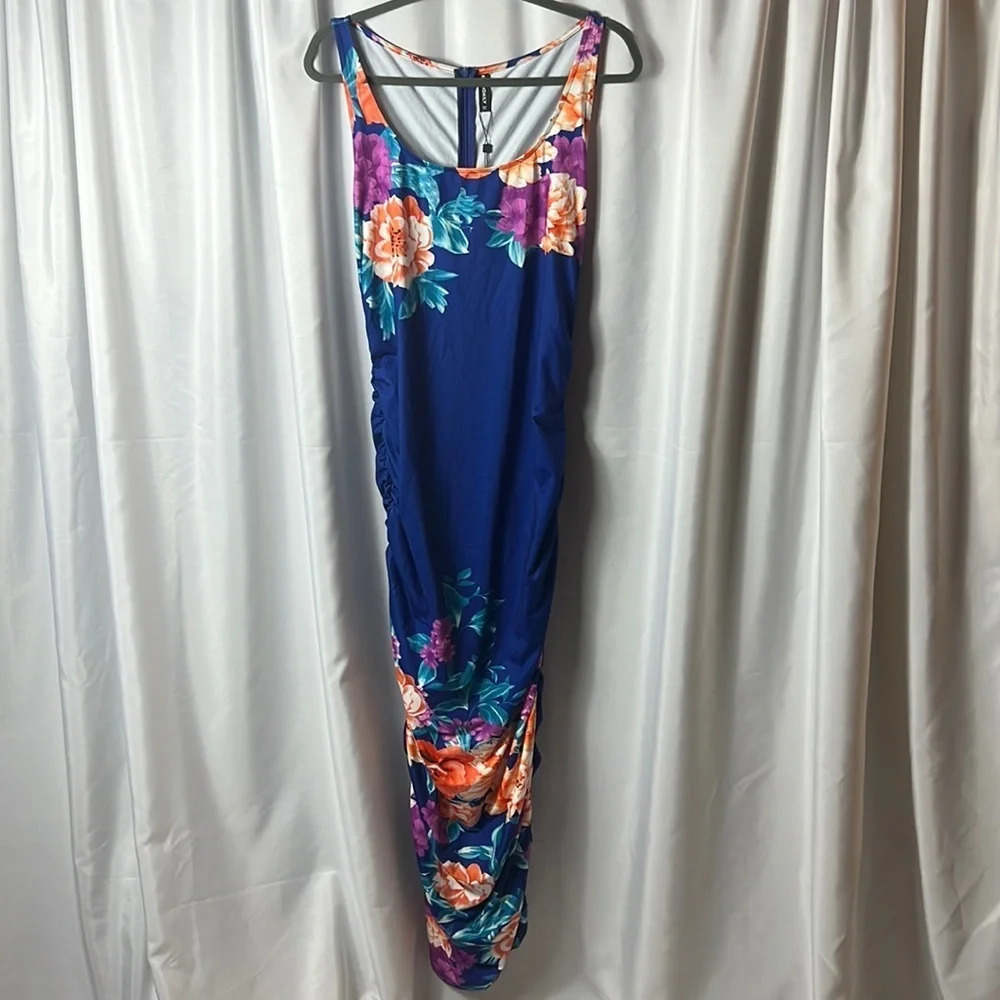 Koandaily Dress Floral Rouched Maxi Plus Size Dress Size XXL NWT